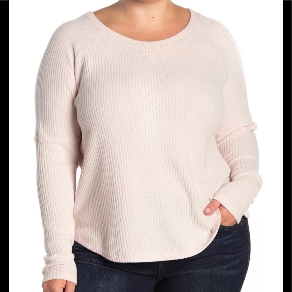 Sweet Romeo Cozy Thermal Pullover Top 2X Ice Pink